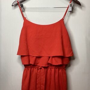 ONE CLOTHING Orange‎ Ruffle Tiered Strappy Wide Leg Jumpsuit Women's Size M